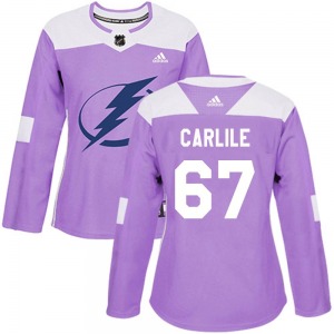 Authentic Adidas Women's Declan Carlile Purple Fights Cancer Practice Jersey - NHL Tampa Bay Lightning