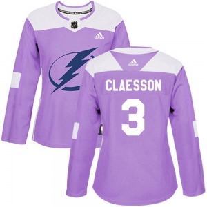 Authentic Adidas Women's Fredrik Claesson Purple Fights Cancer Practice Jersey - NHL Tampa Bay Lightning