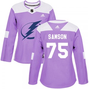 Authentic Adidas Women's Ethan Samson Purple Fights Cancer Practice Jersey - NHL Tampa Bay Lightning