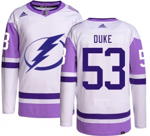 Authentic Adidas Youth Dylan Duke Hockey Fights Cancer Jersey - NHL Tampa Bay Lightning