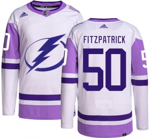 Authentic Adidas Youth Evan Fitzpatrick Hockey Fights Cancer Jersey - NHL Tampa Bay Lightning