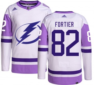 Authentic Adidas Youth Gabriel Fortier Hockey Fights Cancer Jersey - NHL Tampa Bay Lightning