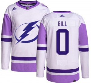 Authentic Adidas Youth Dyllan Gill Hockey Fights Cancer Jersey - NHL Tampa Bay Lightning