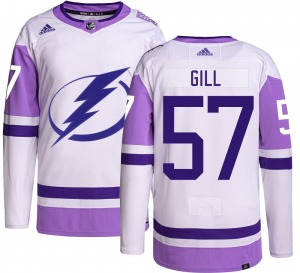 Authentic Adidas Youth Dyllan Gill Hockey Fights Cancer Jersey - NHL Tampa Bay Lightning