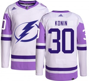 Authentic Adidas Youth Kyle Konin Hockey Fights Cancer Jersey - NHL Tampa Bay Lightning