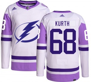 Authentic Adidas Youth Connor Kurth Hockey Fights Cancer Jersey - NHL Tampa Bay Lightning