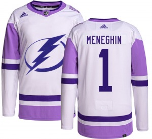 Authentic Adidas Youth Harrison Meneghin Hockey Fights Cancer Jersey - NHL Tampa Bay Lightning