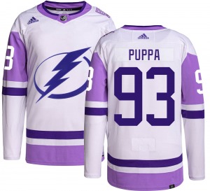 Authentic Adidas Youth Daren Puppa Hockey Fights Cancer Jersey - NHL Tampa Bay Lightning