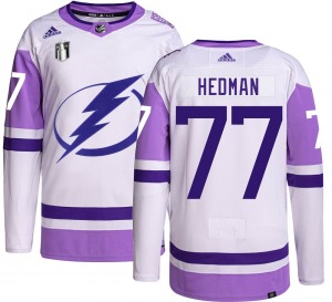 Authentic Adidas Youth Victor Hedman Hockey Fights Cancer 2022 Stanley Cup Final Jersey - NHL Tampa Bay Lightning