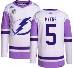 Authentic Adidas Youth Philippe Myers Hockey Fights Cancer 2022 Stanley Cup Final Jersey - NHL Tampa Bay Lightning