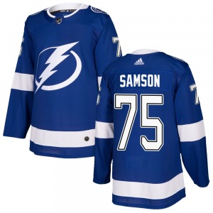 Authentic Adidas Youth Ethan Samson Blue Home Jersey - NHL Tampa Bay Lightning