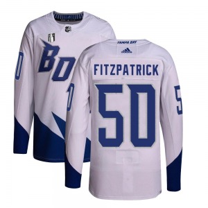 Authentic Adidas Youth Evan Fitzpatrick White 2022 Stadium Series Primegreen 2022 Stanley Cup Final Jersey - NHL Tampa Bay Light