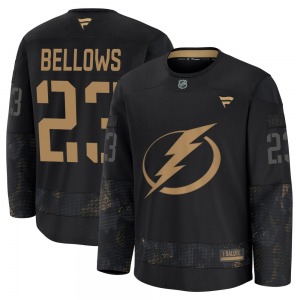 Premium Fanatics Youth Brian Bellows Black 2024 Military Appreciation Practice Jersey - NHL Tampa Bay Lightning