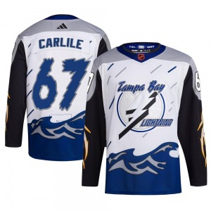 Authentic Adidas Youth Declan Carlile White Reverse Retro 2.0 Jersey - NHL Tampa Bay Lightning