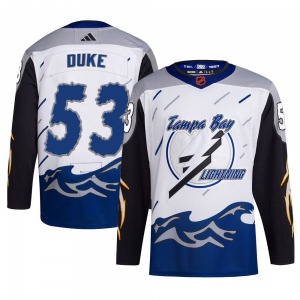 Authentic Adidas Youth Dylan Duke White Reverse Retro 2.0 Jersey - NHL Tampa Bay Lightning