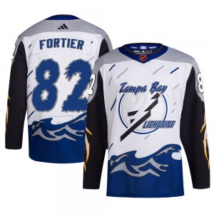 Authentic Adidas Youth Gabriel Fortier White Reverse Retro 2.0 Jersey - NHL Tampa Bay Lightning