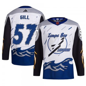 Authentic Adidas Youth Dyllan Gill White Reverse Retro 2.0 Jersey - NHL Tampa Bay Lightning