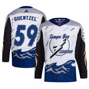 Authentic Adidas Youth Jake Guentzel White Reverse Retro 2.0 Jersey - NHL Tampa Bay Lightning