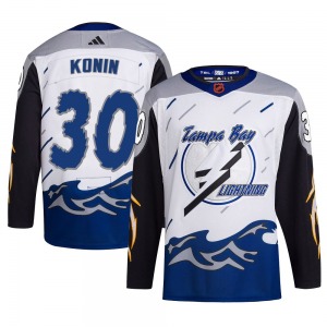 Authentic Adidas Youth Kyle Konin White Reverse Retro 2.0 Jersey - NHL Tampa Bay Lightning