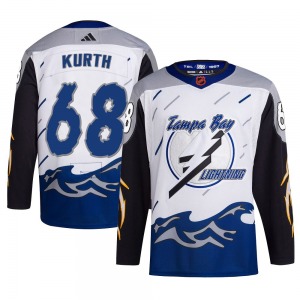 Authentic Adidas Youth Connor Kurth White Reverse Retro 2.0 Jersey - NHL Tampa Bay Lightning