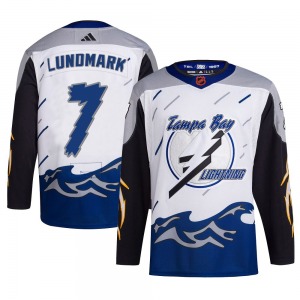 Authentic Adidas Youth Simon Lundmark White Reverse Retro 2.0 Jersey - NHL Tampa Bay Lightning