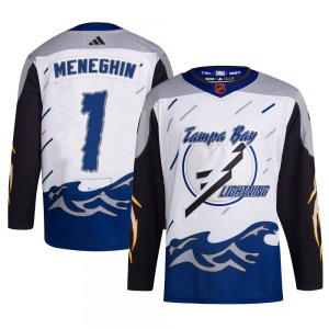 Authentic Adidas Youth Harrison Meneghin White Reverse Retro 2.0 Jersey - NHL Tampa Bay Lightning