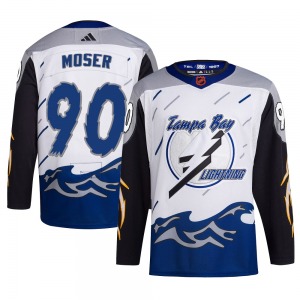 Authentic Adidas Youth Janis Moser White Reverse Retro 2.0 Jersey - NHL Tampa Bay Lightning