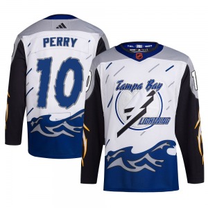 Authentic Adidas Youth Corey Perry White Reverse Retro 2.0 Jersey - NHL Tampa Bay Lightning