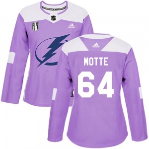 Authentic Adidas Women's Tyler Motte Purple Fights Cancer Practice 2022 Stanley Cup Final Jersey - NHL Tampa Bay Lightning