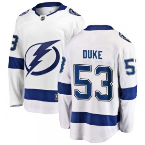 Breakaway Fanatics Branded Youth Dylan Duke White Away Jersey - NHL Tampa Bay Lightning