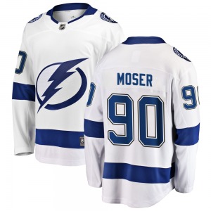 Breakaway Fanatics Branded Youth Janis Moser White Away Jersey - NHL Tampa Bay Lightning
