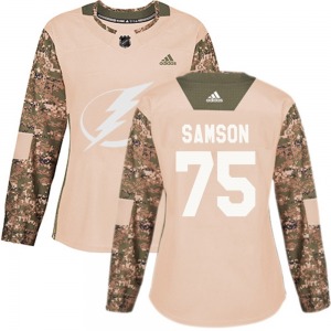 Authentic Adidas Women's Ethan Samson Camo Veterans Day Practice Jersey - NHL Tampa Bay Lightning