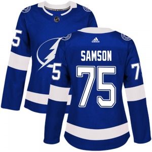 Authentic Adidas Women's Ethan Samson Blue Home Jersey - NHL Tampa Bay Lightning