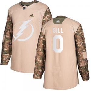 Authentic Adidas Youth Dyllan Gill Camo Veterans Day Practice Jersey - NHL Tampa Bay Lightning