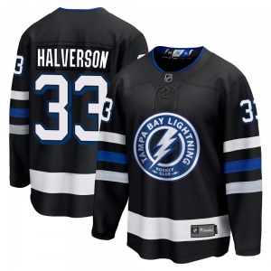 Premier Fanatics Branded Adult Brandon Halverson Black Breakaway Alternate Jersey - NHL Tampa Bay Lightning