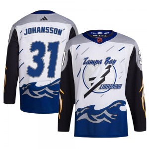 Authentic Adidas Adult Jonas Johansson White Reverse Retro 2.0 Jersey - NHL Tampa Bay Lightning
