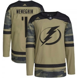 Authentic Adidas Youth Harrison Meneghin Camo Military Appreciation Practice Jersey - NHL Tampa Bay Lightning