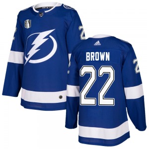 Authentic Adidas Youth Logan Brown Blue Home 2022 Stanley Cup Final Jersey - NHL Tampa Bay Lightning