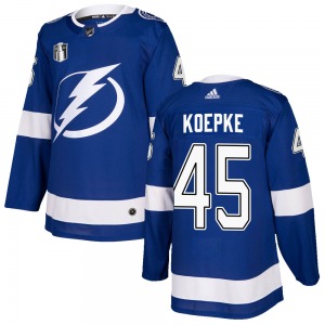 Authentic Adidas Youth Cole Koepke Blue Home 2022 Stanley Cup Final Jersey - NHL Tampa Bay Lightning