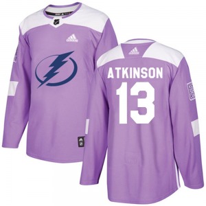 Authentic Adidas Youth Cam Atkinson Purple Fights Cancer Practice Jersey - NHL Tampa Bay Lightning