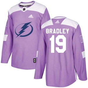 Authentic Adidas Youth Brian Bradley Purple Fights Cancer Practice Jersey - NHL Tampa Bay Lightning