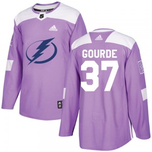 Authentic Adidas Youth Yanni Gourde Purple Fights Cancer Practice Jersey - NHL Tampa Bay Lightning