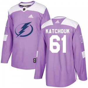 Authentic Adidas Youth Boris Katchouk Purple Fights Cancer Practice Jersey - NHL Tampa Bay Lightning