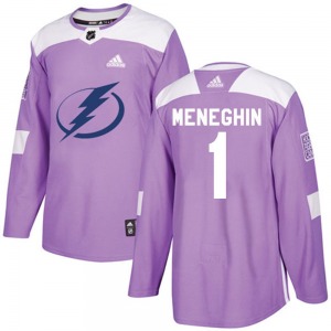 Authentic Adidas Youth Harrison Meneghin Purple Fights Cancer Practice Jersey - NHL Tampa Bay Lightning
