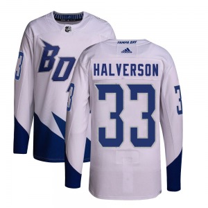 Authentic Adidas Youth Brandon Halverson White 2022 Stadium Series Primegreen Jersey - NHL Tampa Bay Lightning
