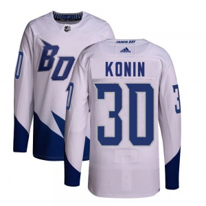 Authentic Adidas Youth Kyle Konin White 2022 Stadium Series Primegreen Jersey - NHL Tampa Bay Lightning