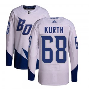 Authentic Adidas Youth Connor Kurth White 2022 Stadium Series Primegreen Jersey - NHL Tampa Bay Lightning