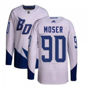 Authentic Adidas Youth Janis Moser White 2022 Stadium Series Primegreen Jersey - NHL Tampa Bay Lightning