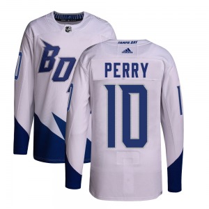 Authentic Adidas Youth Corey Perry White 2022 Stadium Series Primegreen Jersey - NHL Tampa Bay Lightning