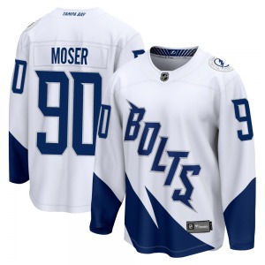 Breakaway Fanatics Branded Youth Janis Moser White 2022 Stadium Series Jersey - NHL Tampa Bay Lightning